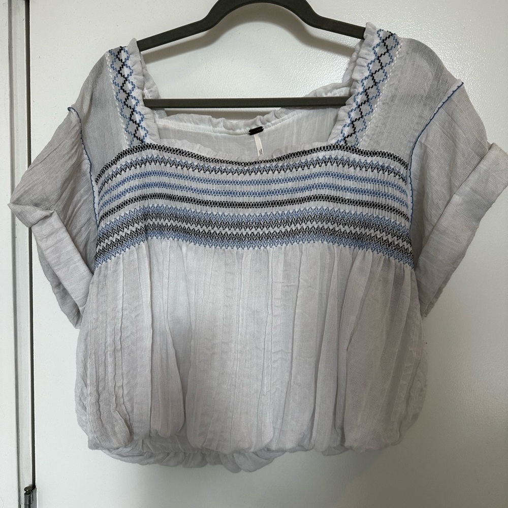 Free People smock cropped shirt